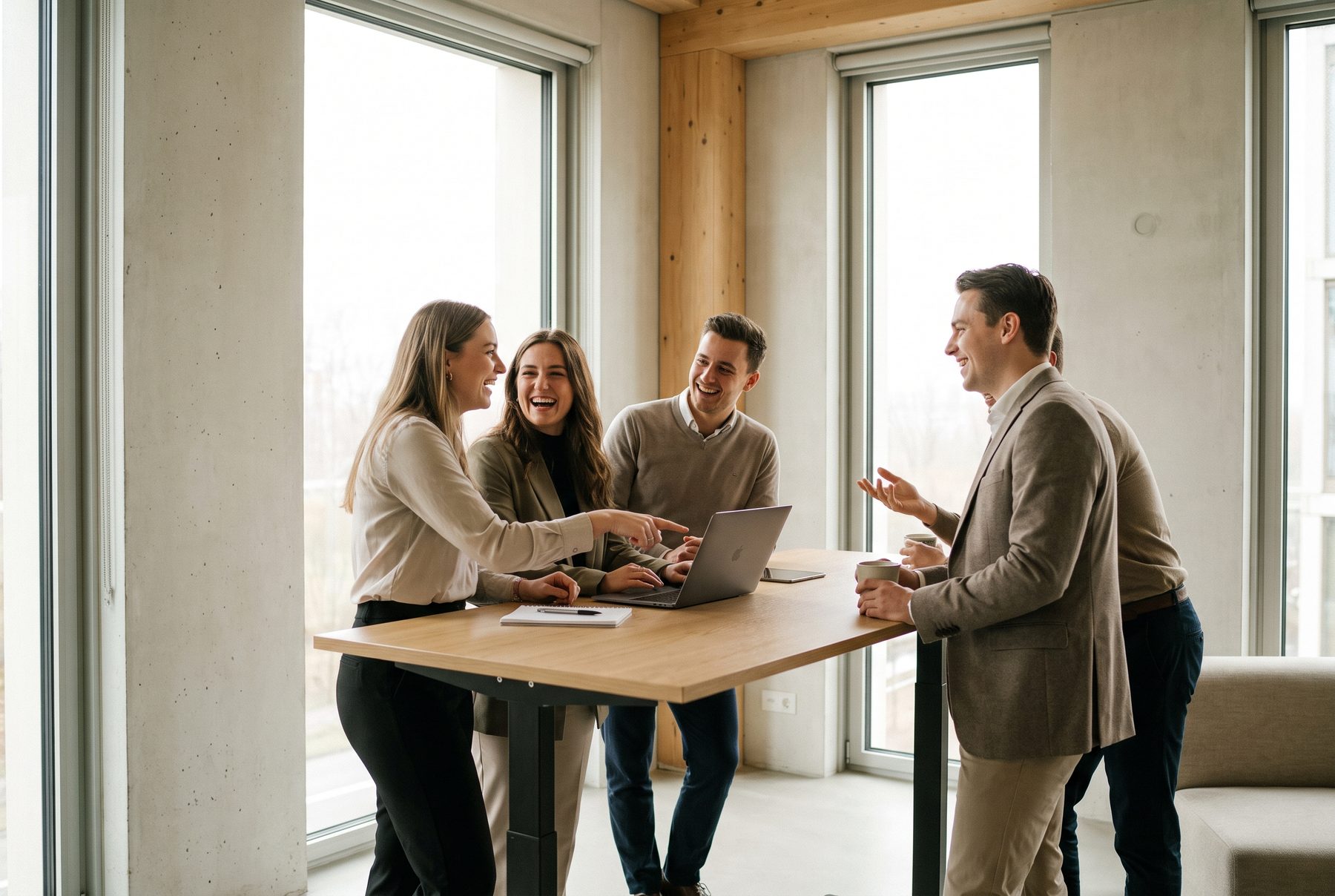 GoDigi colleagues working together in a bright open-plan office